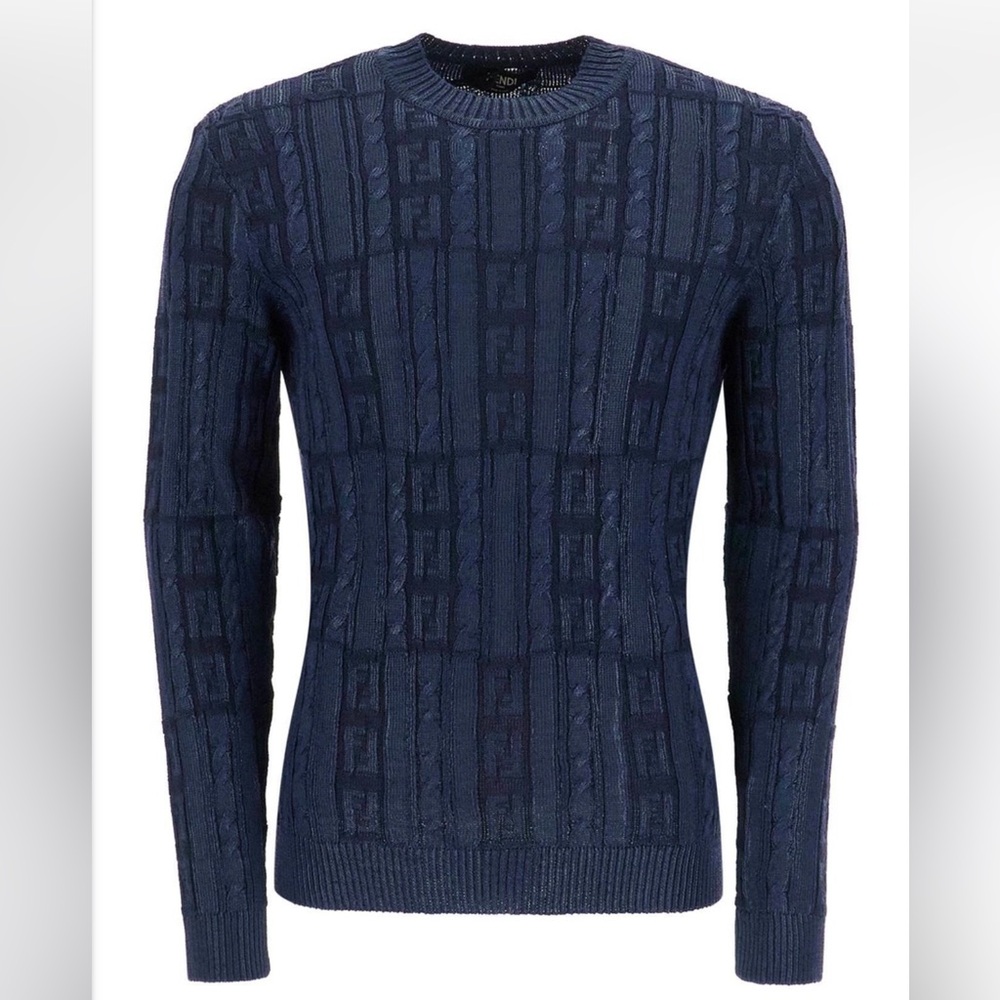 Fendi Glazed Navy Blue Fendi Zucca Sweater size 54